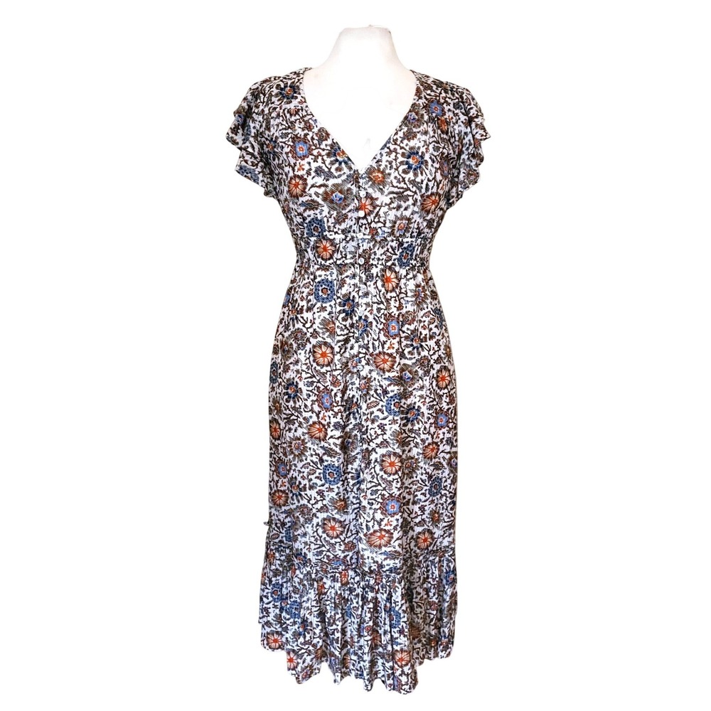 Veronica Beard Dolci Floral Cottage Country Prairie Cowgirl Flutter Midi Dress 2 - Picture 2 of 13